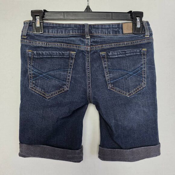 Aeropostale Bermuda Dark Wash Jean Shorts Sz 0 - Picture 2 of 6